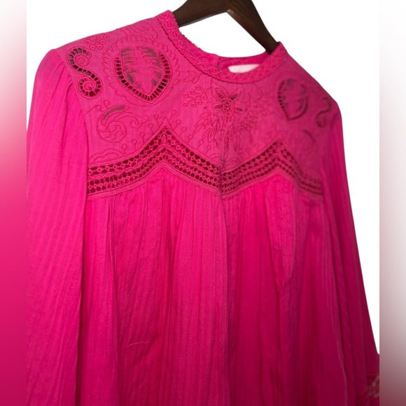 Anthropologie Pink Blouse with Lace Detail - Picture 5 of 11
